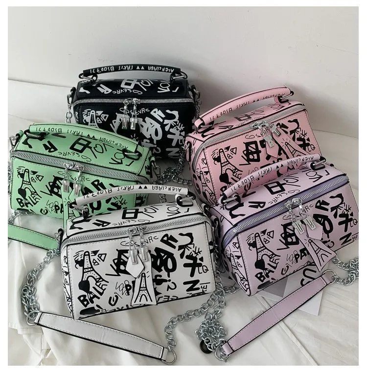

Fashion Wholesale lady woman graffiti cross body bag Graffiti handbag for women, Customizable