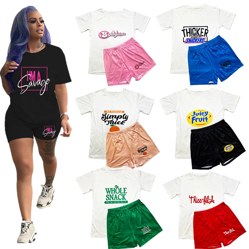 

wholesale 2 piece short snack set women tight two piece biker set famous designer sports activewear outfits clothing