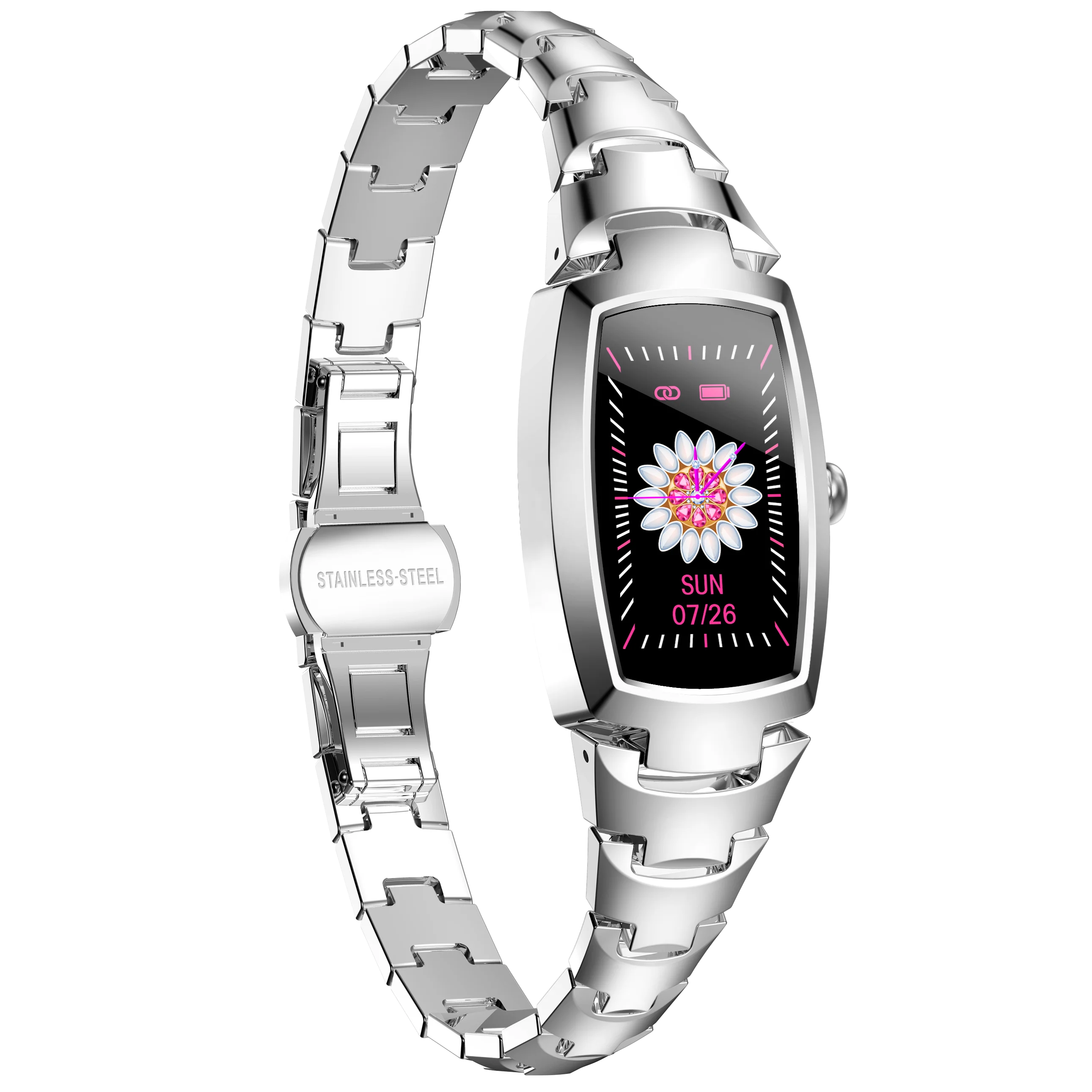 

China Supplier Factory Supply New Arrival OEM Women Watch H8 pro Reasonable Price 2021 Smart Watch With Steel Strap Under 500, Silver,gold