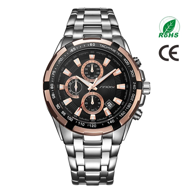 

Sinobi 2021 New Alloy Watch Strap Alloy Case Classic Business Style Men Watches Wrist For Men 3ATM Waterproof Quartz S9720G