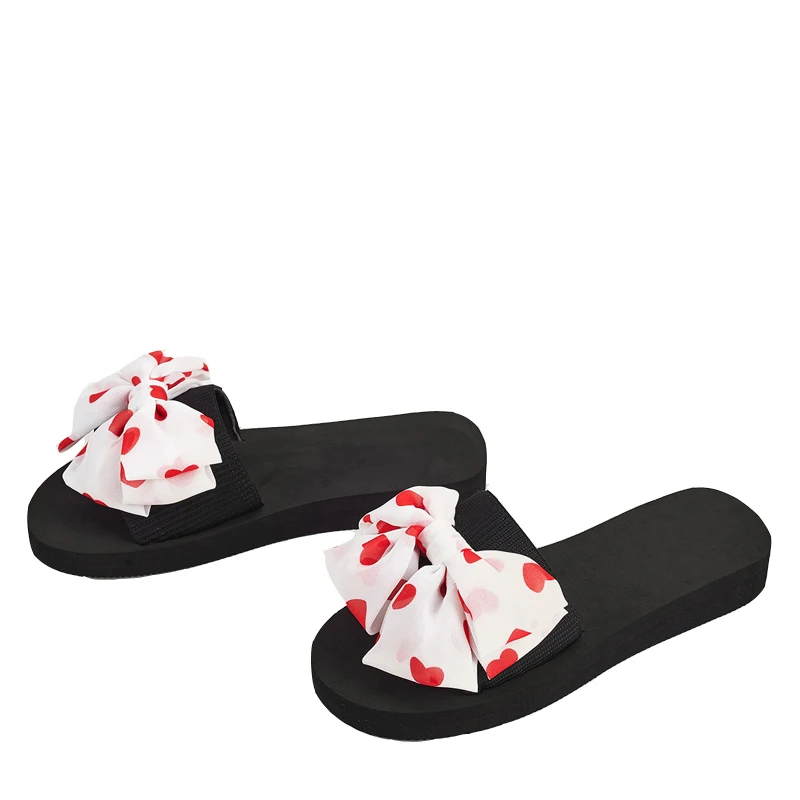 

Hot Selling Bow Ladies Fashion Flat Sandals Women Beach slipper luxury sandals for women, Black