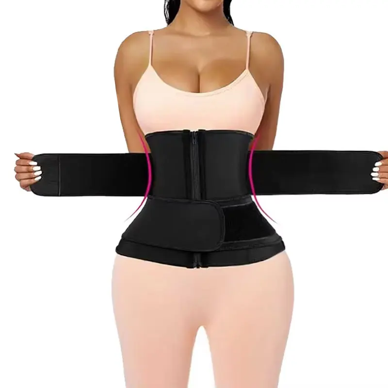 Wholesale Best Double Belts Private Label Custom Logo Latex Waist Trainer Slimming Belt Corset Steel Boned Waist Trainer
