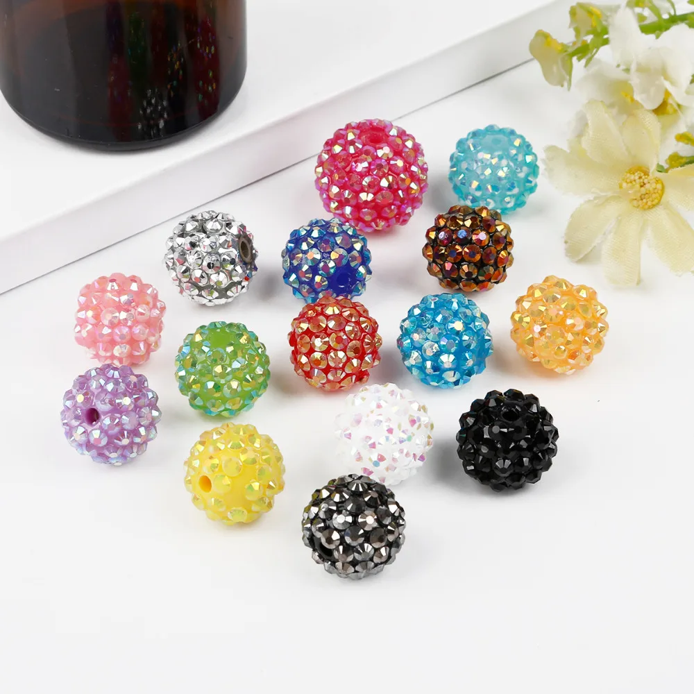 

China Wholesale 20MM Round AB Resin Rhinestone Beads For Gumbubble Chunky Necklace Making