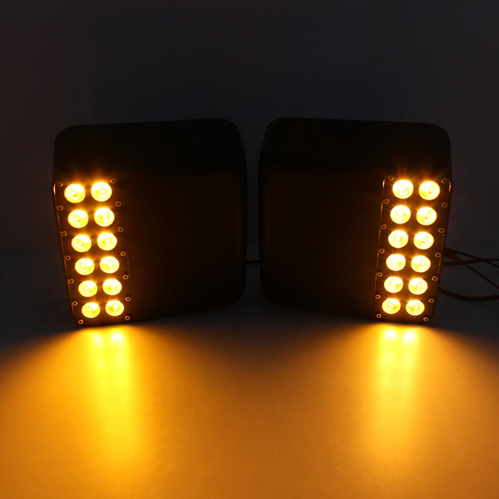 LED Light Kit For Jeep Wrangler JL 2018-19 White DRL Amber Turn Signal LED Side Mirror Housing Cover Floodlights