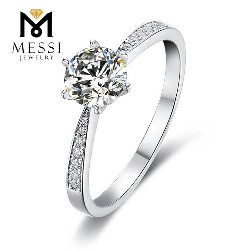 

Messi Jewelry 6 prong 3 carat DEF VVS moissanite diamond gold plated 925 sterling silver ring jewellery for women