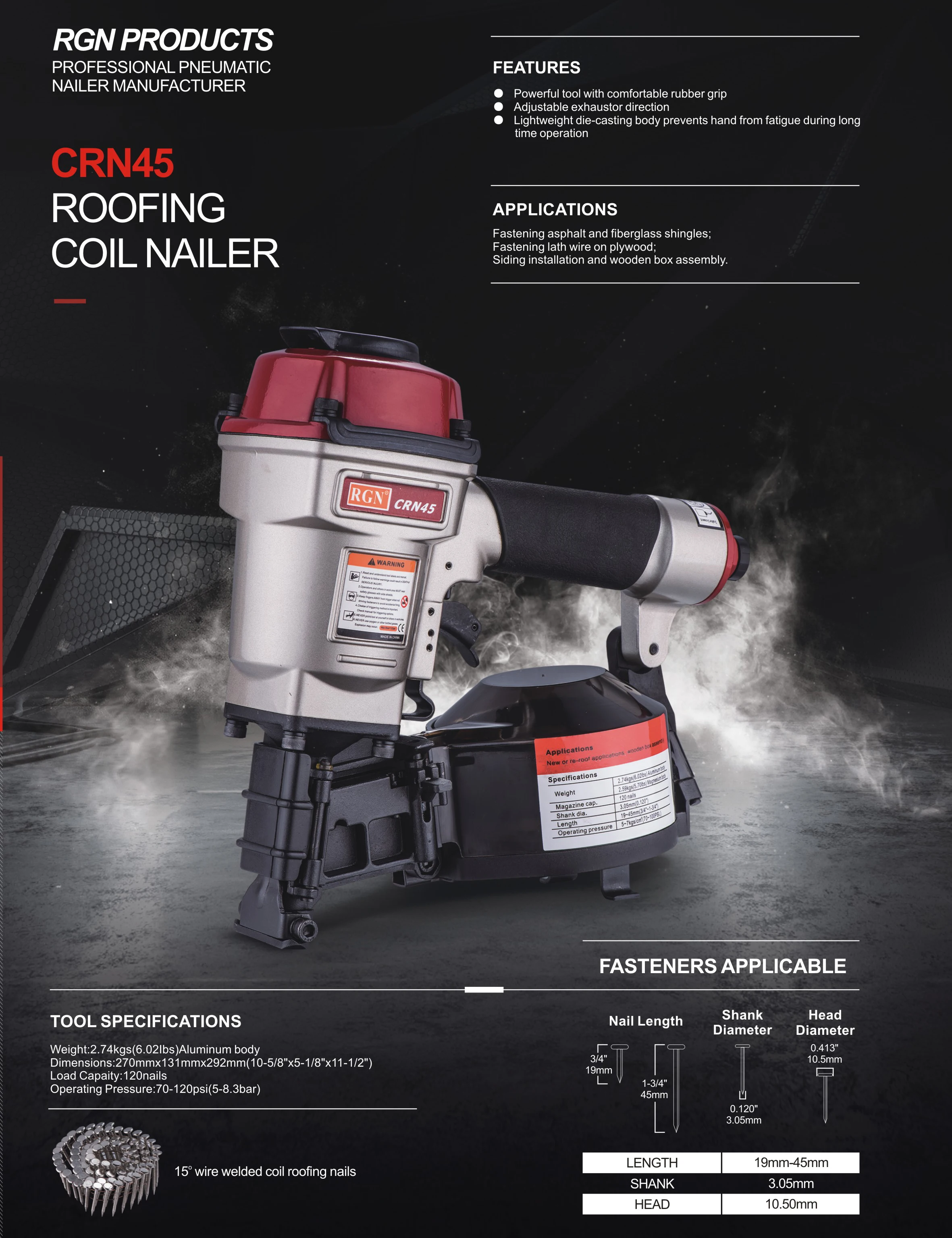 Air Roofing Coil Nail Gun Crn45 Buy Air Roofing Nail Gun,Gun Roofing