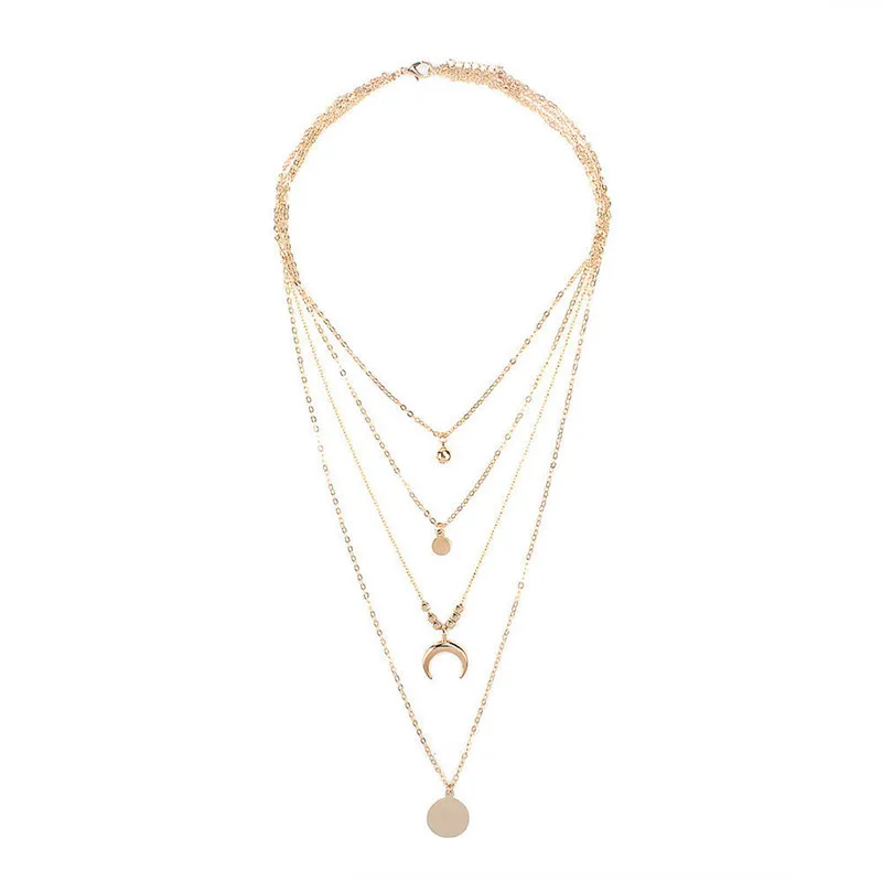 

Multi Layer Necklace Moon Star Fashion Jewelry 2020 Copper Alloy Initial Necklaces, Picture