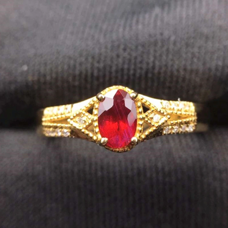 

SGARIT luxury wedding ring 0.4ct Natural Unheated Ruby Engagement Ring 18k Gold jewelry