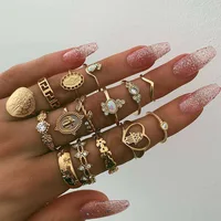 

Dvacaman Fashion Boho Jewelry Baroque 15pcs Set Ring Bohemian Style Stainless Steel Rings for Women Jewelry Party Gift
