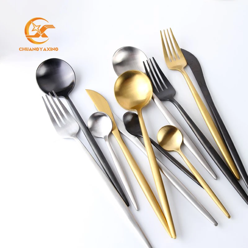 

Luxury flatware stainless steel silver/black/gold matt cutlery set for wedding