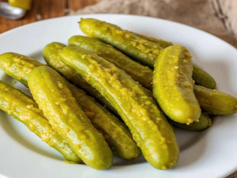 Tangy homemade dill pickles on a plate