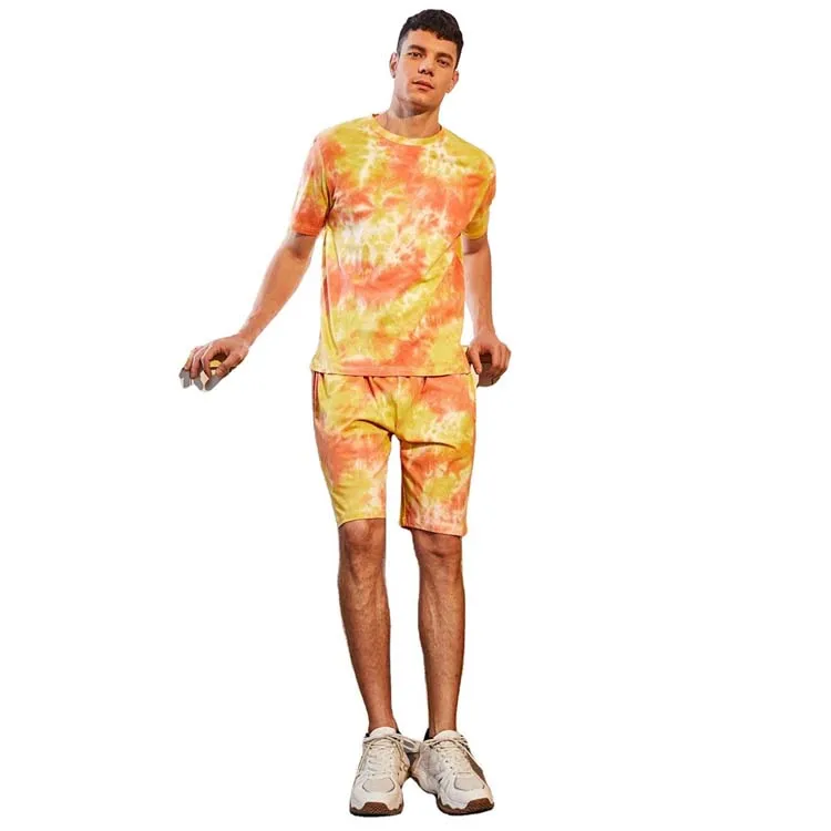 

2021 Hot selling suits set for men New summer sports suit tie-dye sports men short set