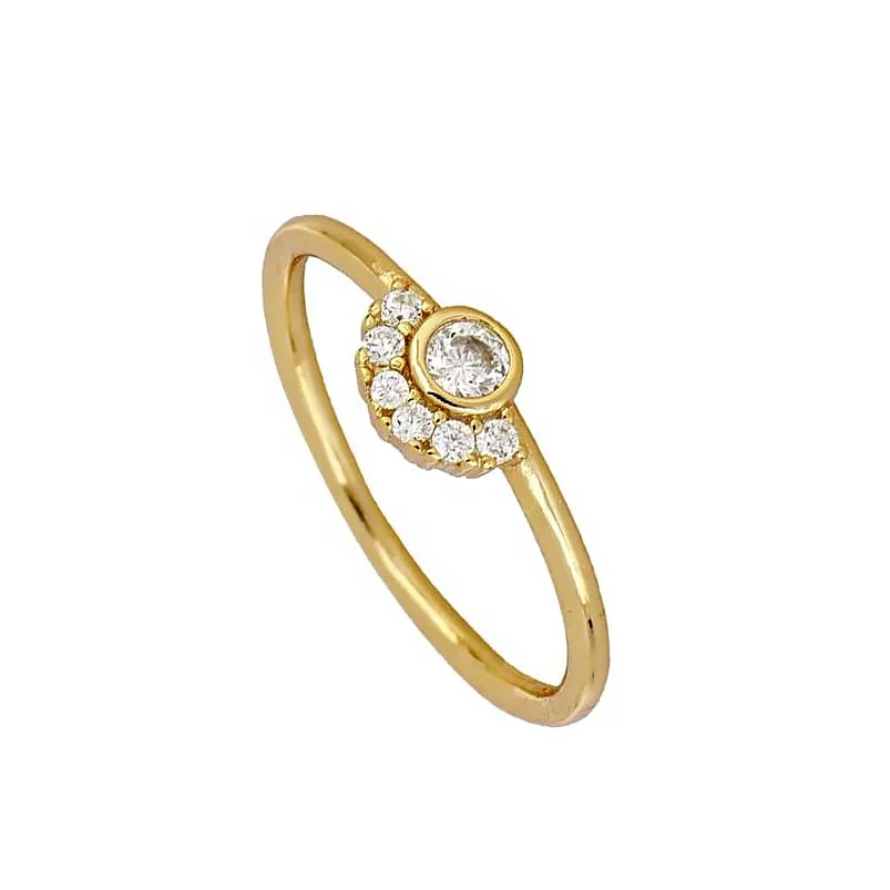 

Gemnel trendy fashion jewelry ring 18k gold plated simple sun shaped charm round-cut zircon engagement wedding rings