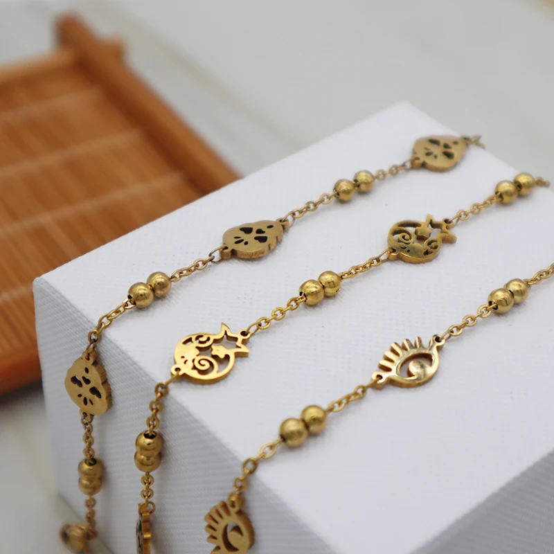 

Turkish high quality stainless steel gold plated evils eyes jewelry bracelet