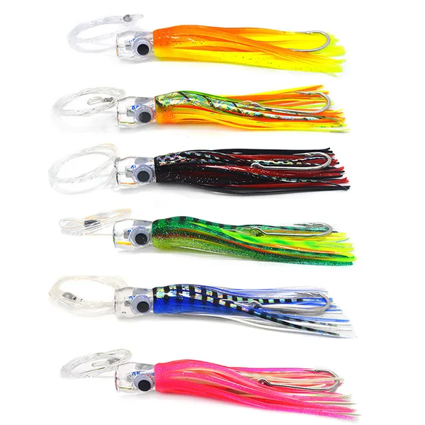 

Acrylic Crystal Clear Head Octopus Skirts Trolling Lures Salt water Tuna Marlin Wahoo Rigged with Hook Trolling Lures, Various