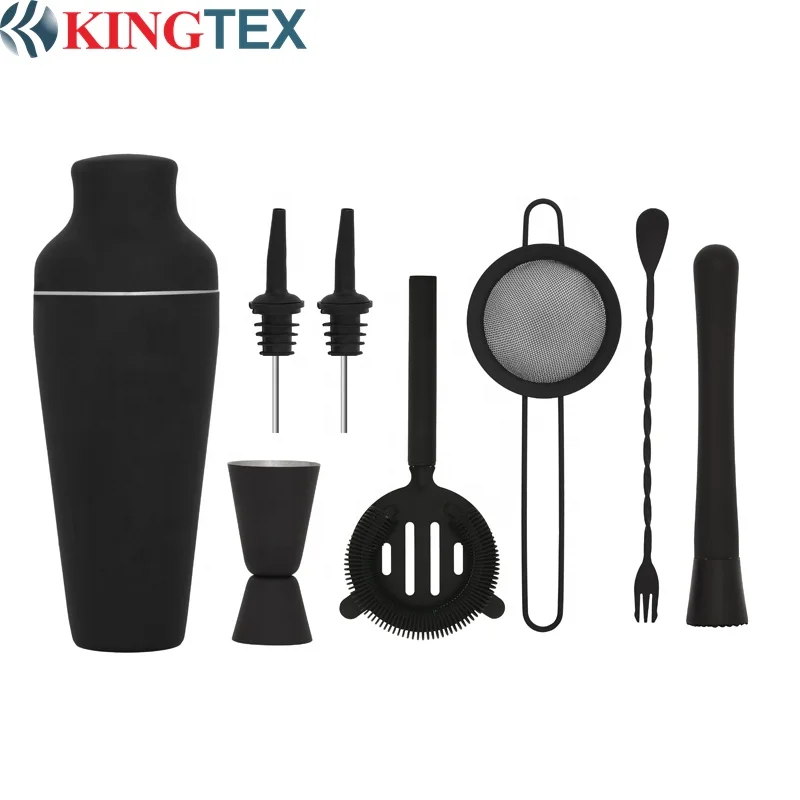 Custom Logo 8pcs Stainless Steel Bar Tools Mixology 304 cocktail set