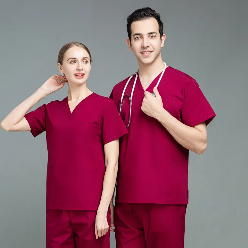 

SHANNI Best-selling Poly-Cotton Fabric Breathable Solid Plain Color Scrubs Uniforms Women Scrub Suit Uniform