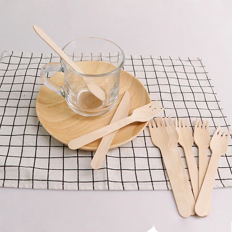 

Wholesale biodegradable custom eco-friendly disposable 160mm wooden knife fork spoon cutlery set