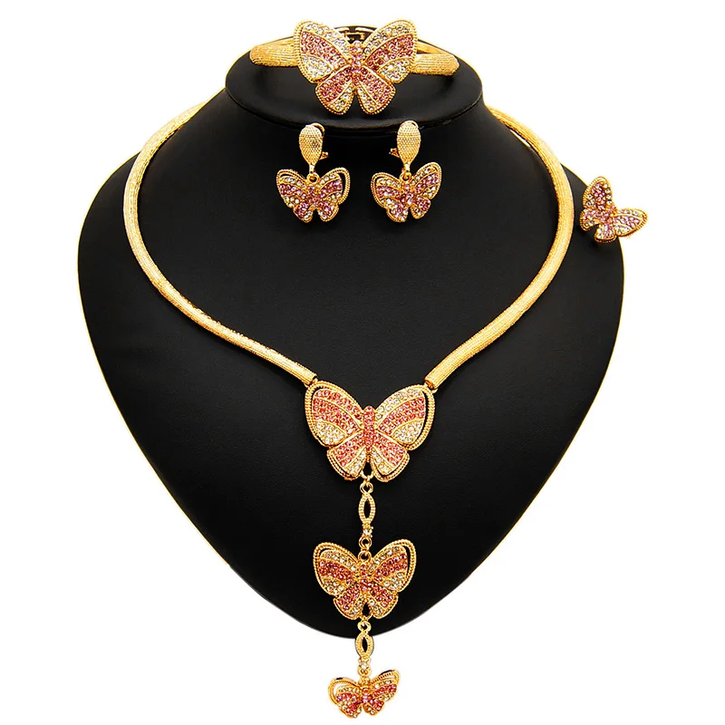 

Single Collar Butterflies Pedant Fashion Necklace Bracelet Sets Copper Alloy Gold Plated Jewellery Sets Women Dating Gift Design, Gold,silver, any color is avaliable