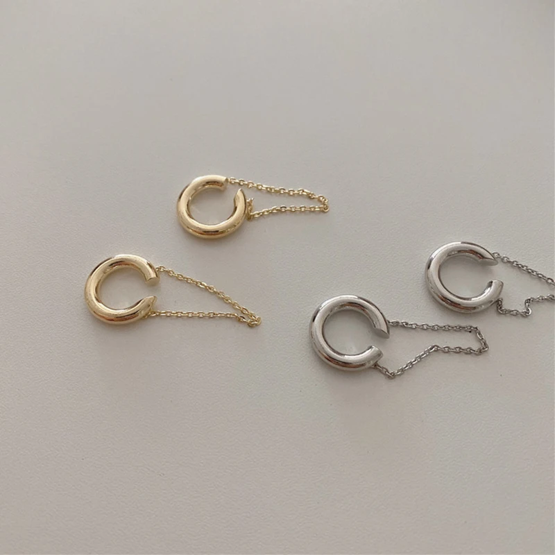 

Metal Chain Tassel Ear Cuff Clip On Earrings Earcuffs Cartilage Earring No Pierced Gold Silver Color Women Party Jewelry
