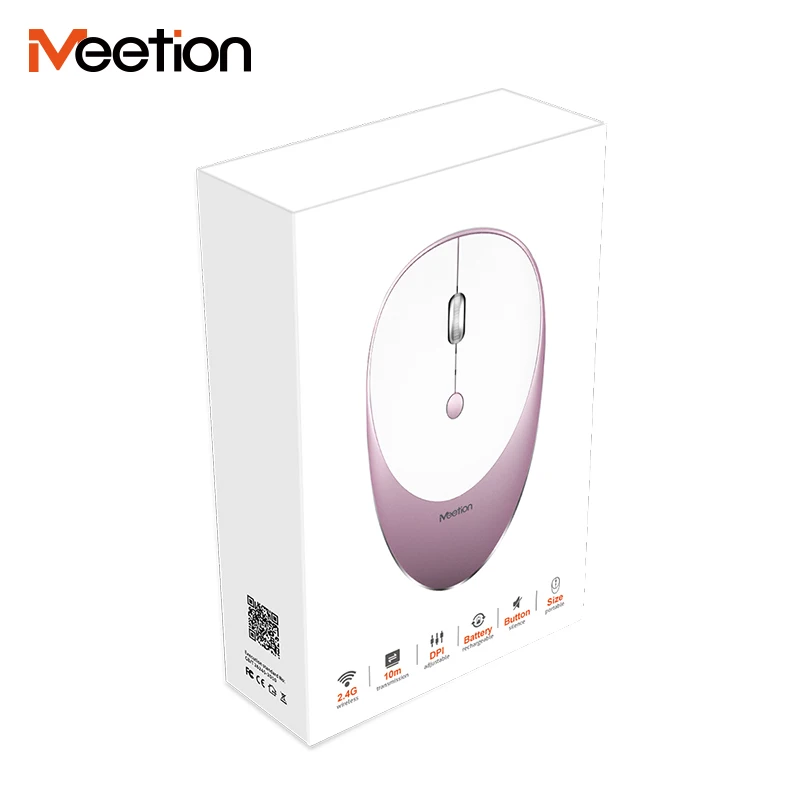 

MeeTion R600 Cute Pink PC Small Travel Silent 2.4G Wifi Usb Mini Optical Laptop Wireless Mice Mouse Have DPI, Rose gold, silver, space gray