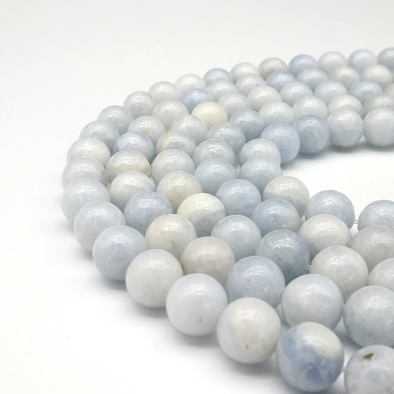 

Wholesalers 6/8/10mm Natural Celestine Round Stone Beads For DIY Loose Gemstone Bracelet Making Beaded 15.5 Inches in Strand, 100% natural color