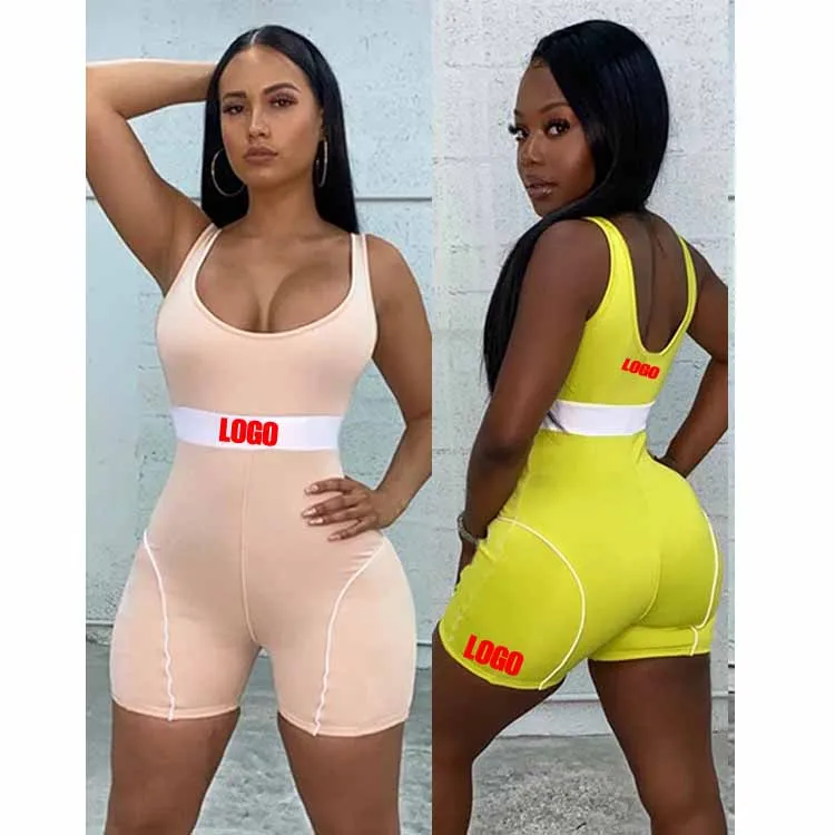 

Free Shipping Summer Fashion Women One Piece U Neck Knit Sport Jumpsuit, Customized color