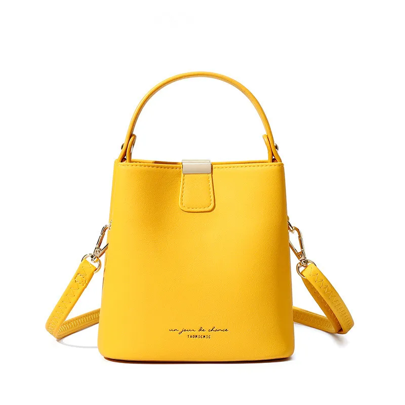 

Fashion plain color good PU leather crossbody bucket bag small sling bags women mobile phone purse one shoulder tote handbags, Black,pink,red,yellow