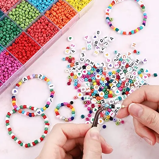 Wholesales Diy Glass Seed Beads Alphabet Letter Beads Glass Beads For