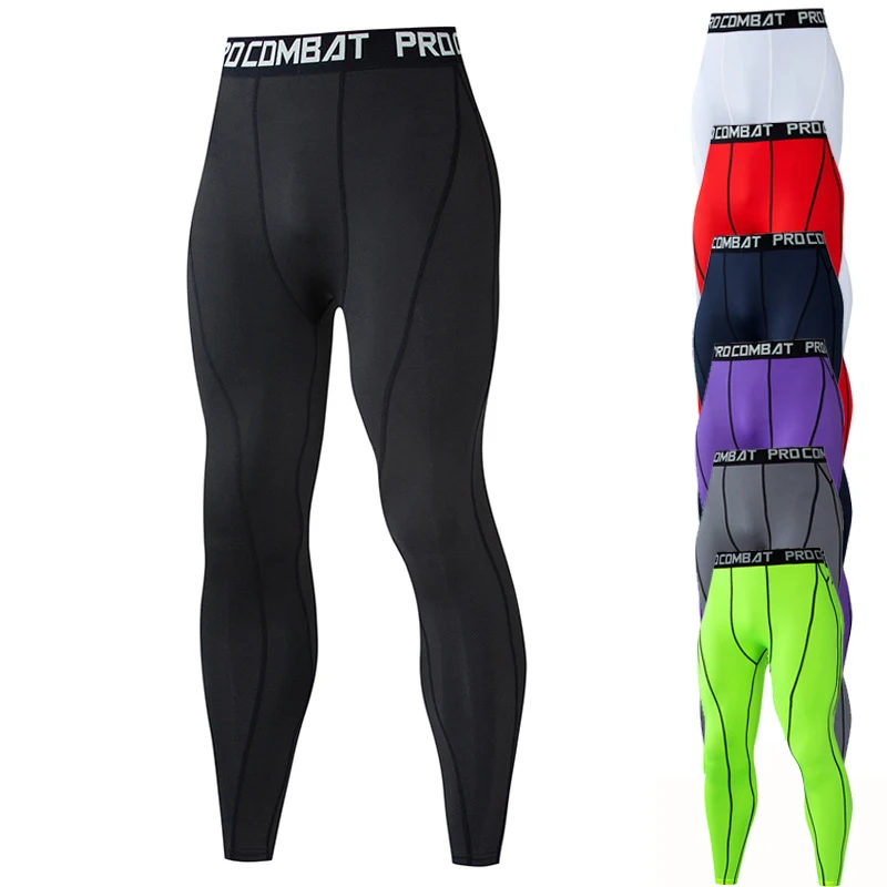 

Men Base Layer Compression Leggings Running Gym Workout Sportswear Training Pants, Black/customized color