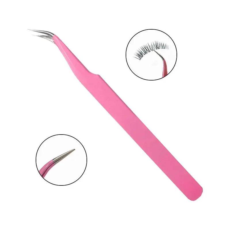 Pink Eyelash Tweezer Pack In Case Eyebrow Remover Tweezer Lash Tweezer