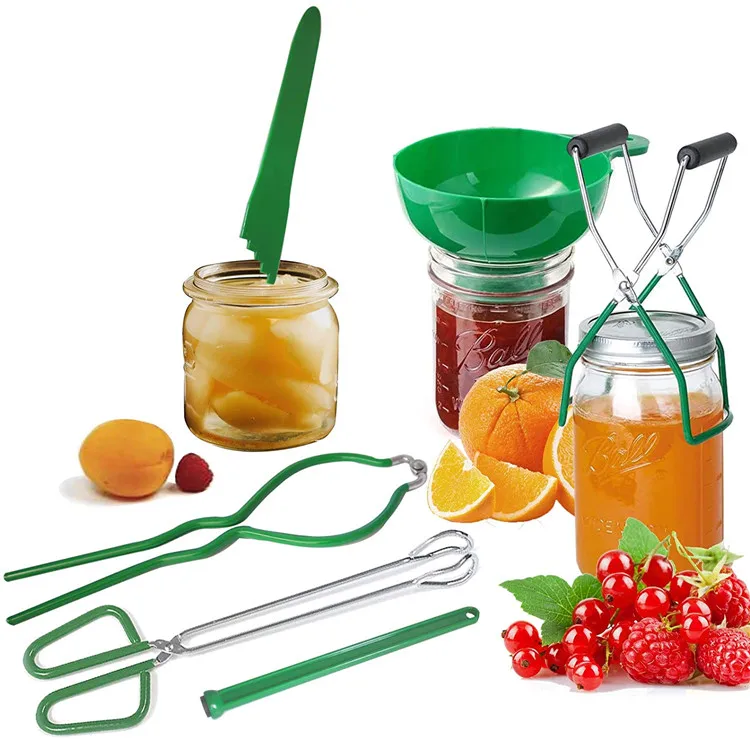 

6 Piece Canning Kit Include Jar Lifter Canning Funnel Canning Tongs Lid Jar Lifter Bubble Popper, Green