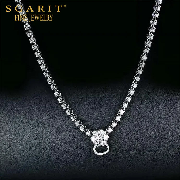 

SGARIT hot sale women wedding jewelry customization 18k gold 3.817ct natural white diamond chain necklace