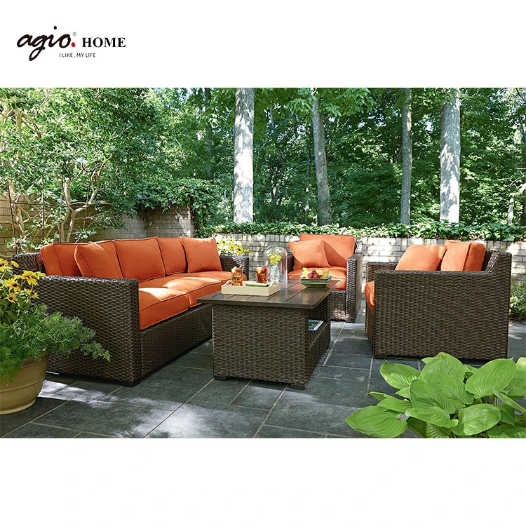 
Luxury Hotel Furniture FF&E Project Rattan Wicker Lounge Garden Furniture Patio Sofa Set 
