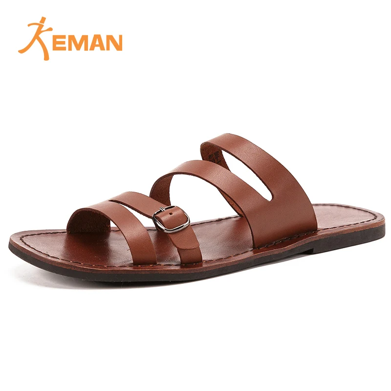 

Hand Made Collection Calf Leather Sandal Custom Flat Men Genuine Leather Slipper For Luxury Male, Any colour