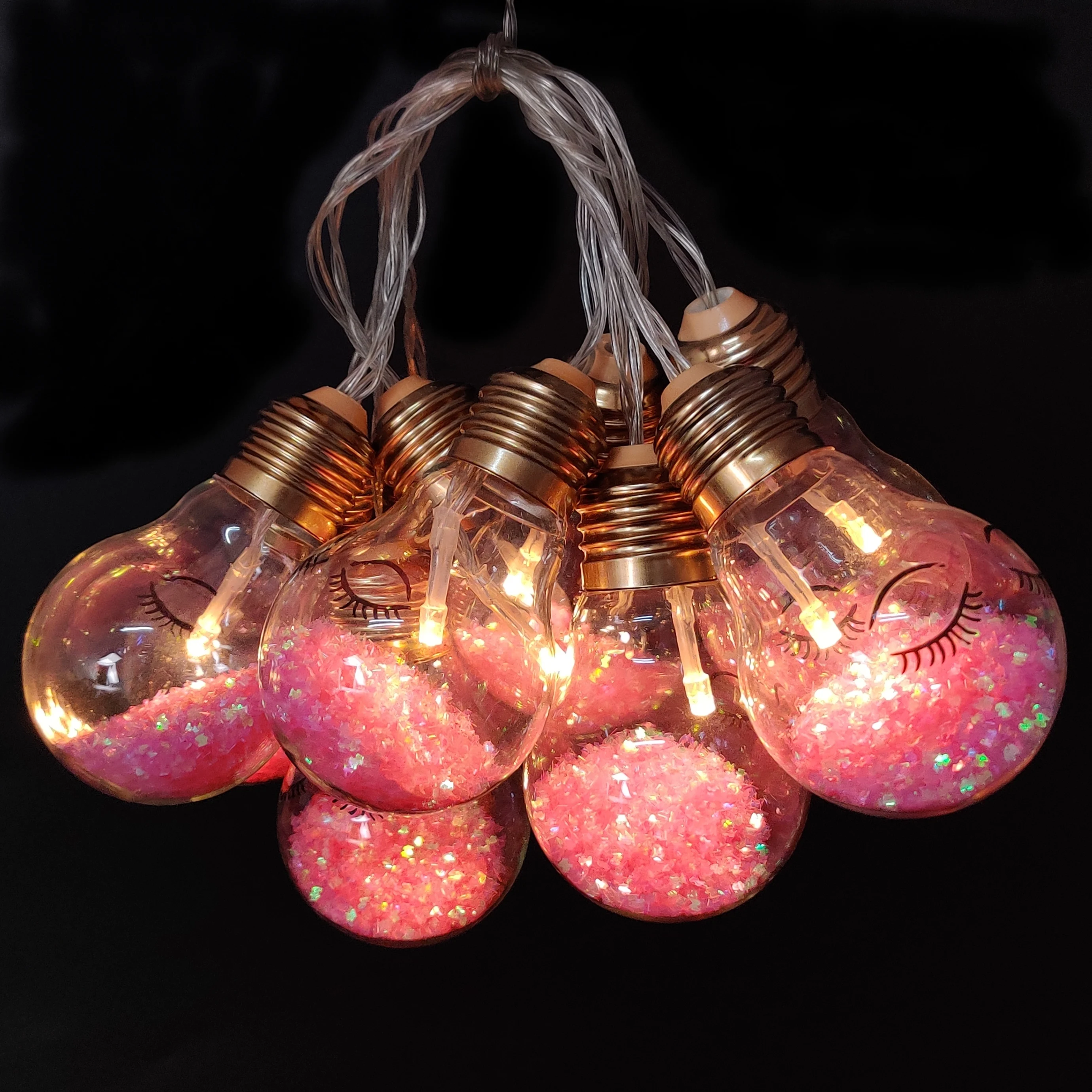 Battery operated creative glass christmas bulb gobe led string lights