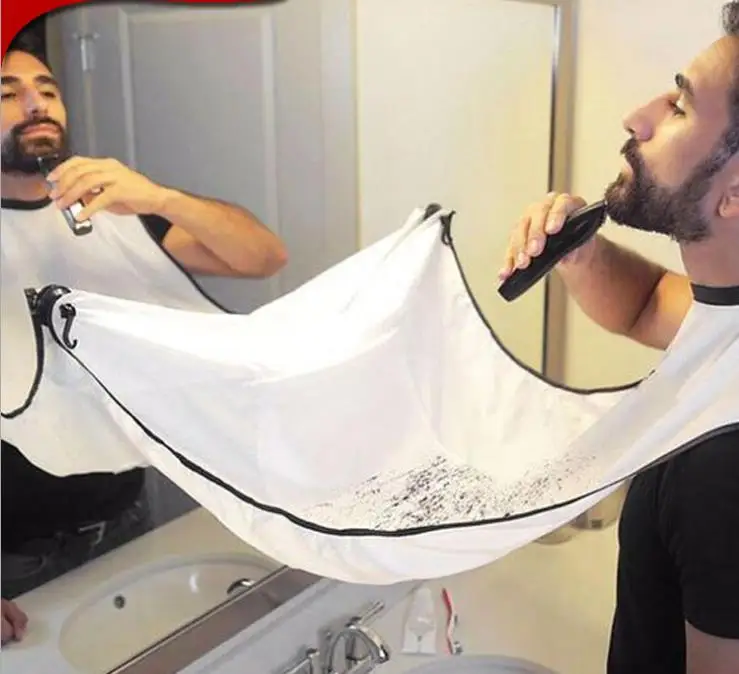 

Men beard apron trimmer hair beard catcher convenient person care for men's shave cloth, White,black