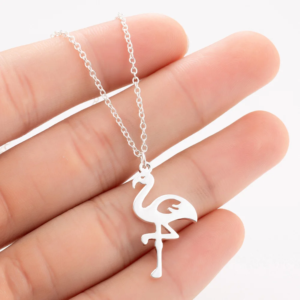 

selling 2022 Ins Hot Sale New Design Stainless steel jewelry flamingo necklace Women Classic three colors Pendant Necklace