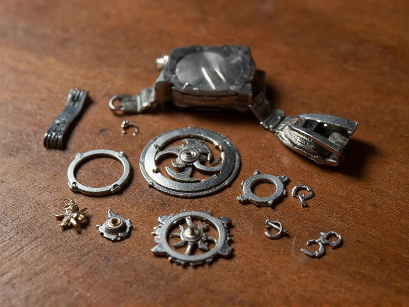 Quartz watch kit components laid out on wooden table