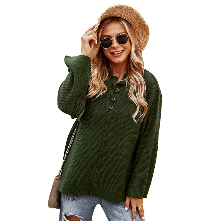 

wholesale custom Single Breasted Anti-Shrink V-neck girl knit pullover sweater