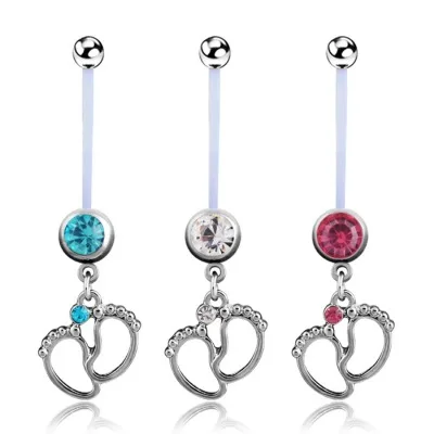 

Baby Feet Heart Steel Pregnancy Belly Button Navel Ring