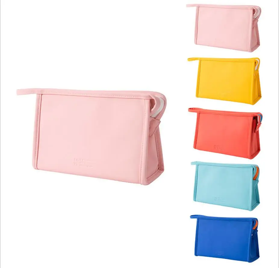 

wholesale PU leather candy color waterproof large capacity custom logo bag cosmetic makeup, 5 colors can choose