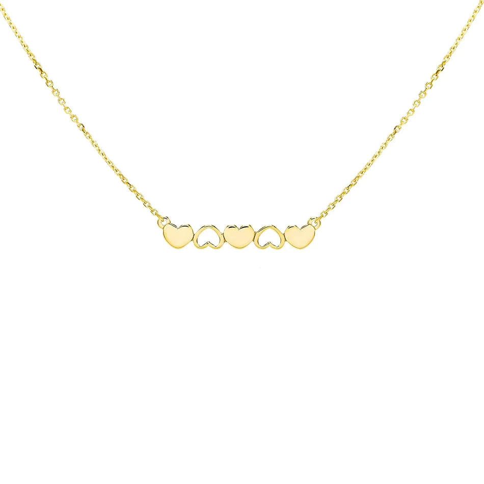 

Gold plated mini heart row pend necklace for romantic 925 sterling silver connection heart necklace for women