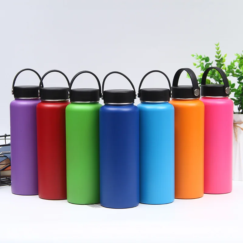 

Wholesale hydro double wall vacuum flask insulated stainless steel water bottle 18oz 24oz 32oz 36oz 64oz with different lids, Customized color