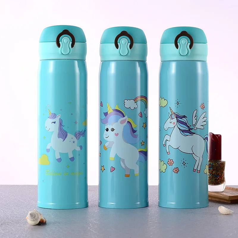 

Seaygift 500ml bpa free unicorn double walled vacuum insulated stainless steel cute water bottle kids water bottle for school, As picture