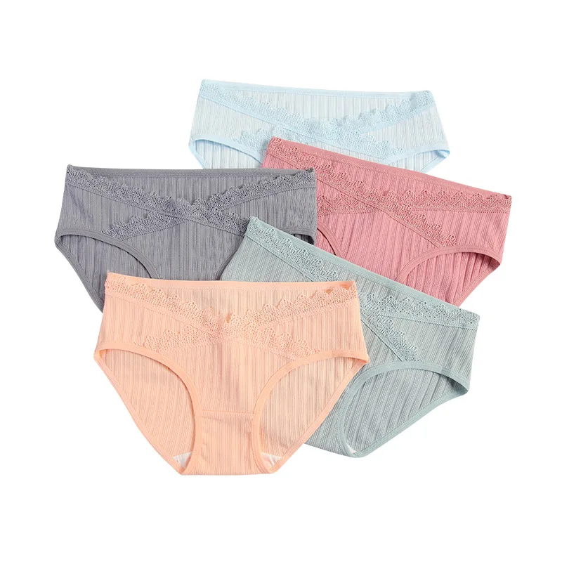 

Wholesale thread low waist pregnant women's underwear pure cotton mid pregnancy panties breathable prenatal underwear, As shown in the figure