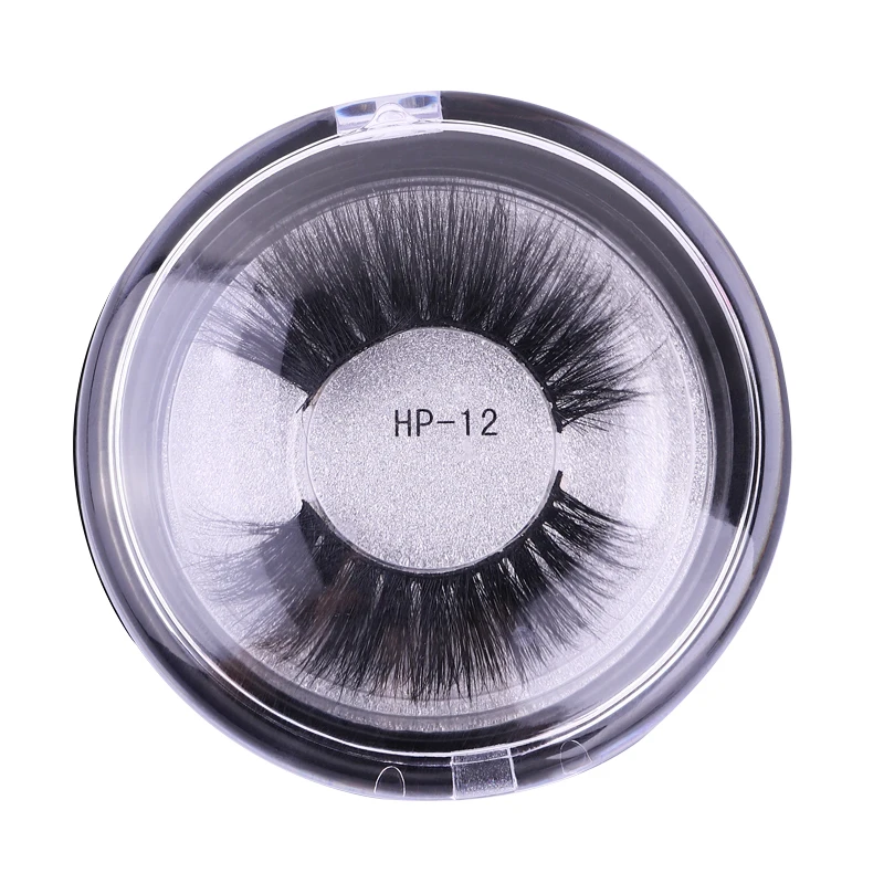 

Wholesale Round box packaging 3D Faux Mink hair false eyelashes one-pair package eyelashes, Natural black