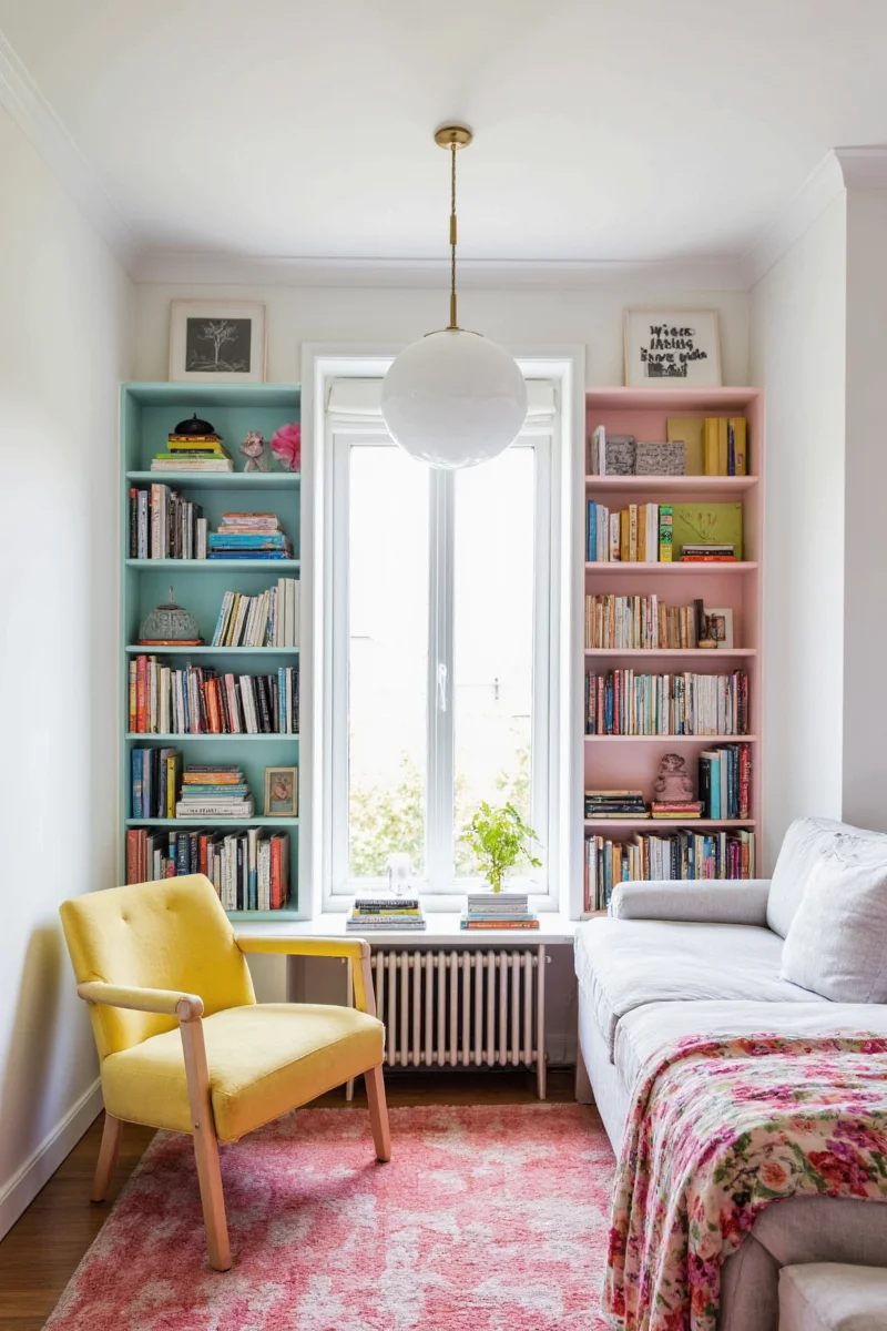 Family enjoying colorful home decor
