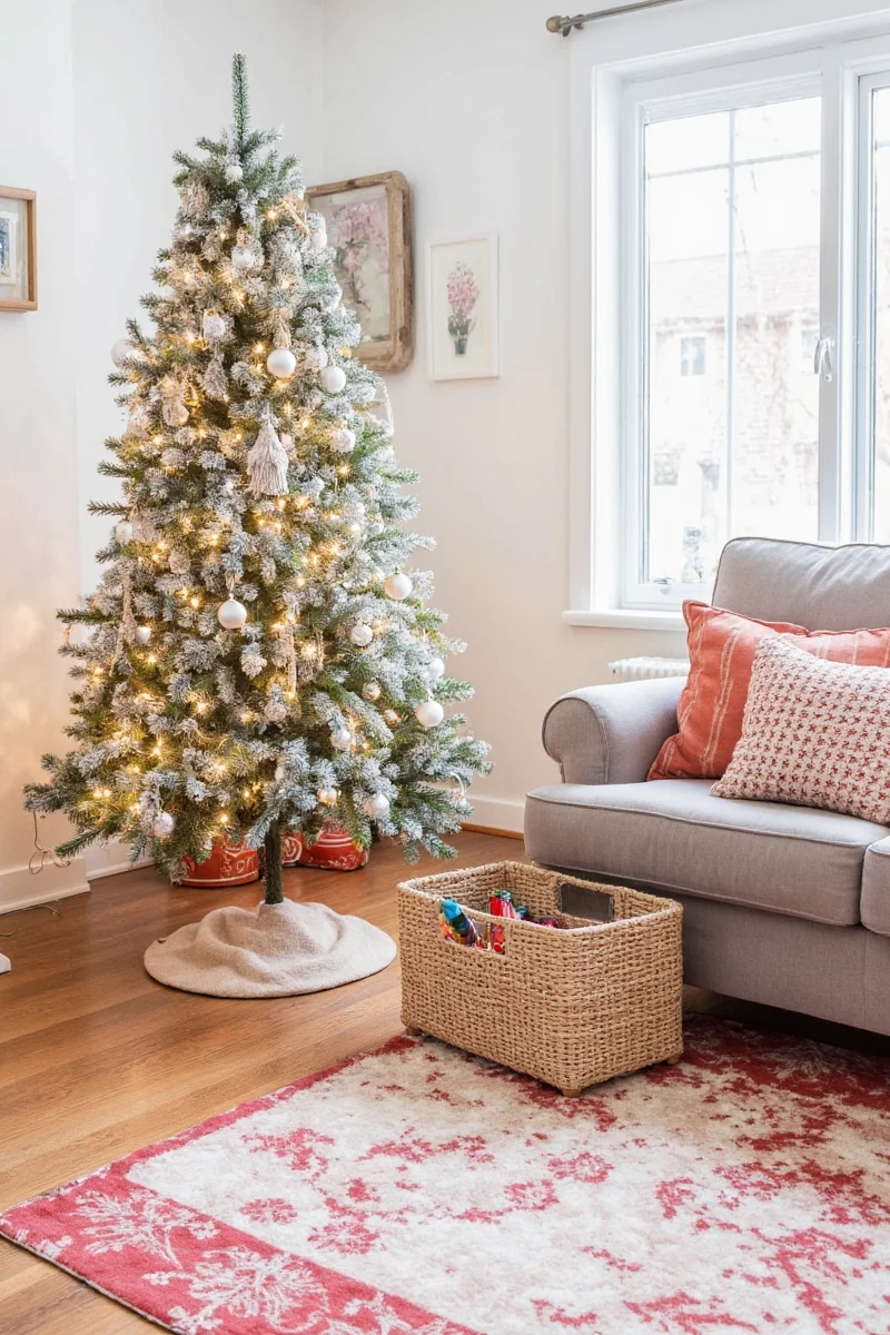 Temporary holiday activity zone in living room