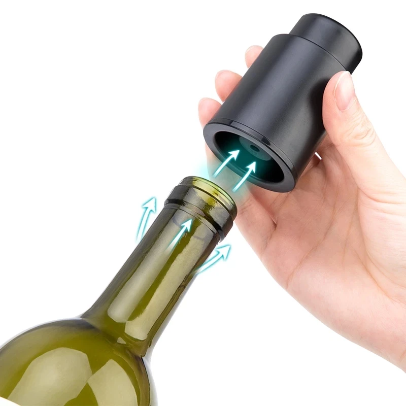 

Black ABS Vacuum Wine Bottle Stopper Sealed Storage Vacuum Memory Wine Stopper Push Style Bar Tools Barware Wine Cork